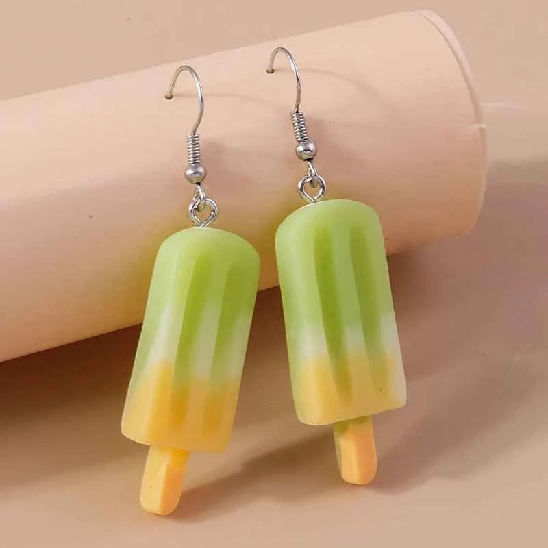 Aihua New In Cute Resin Funny Food Earrings Sweet Simulation Popsicle Earrings Girl Kids Jewelry Gifts