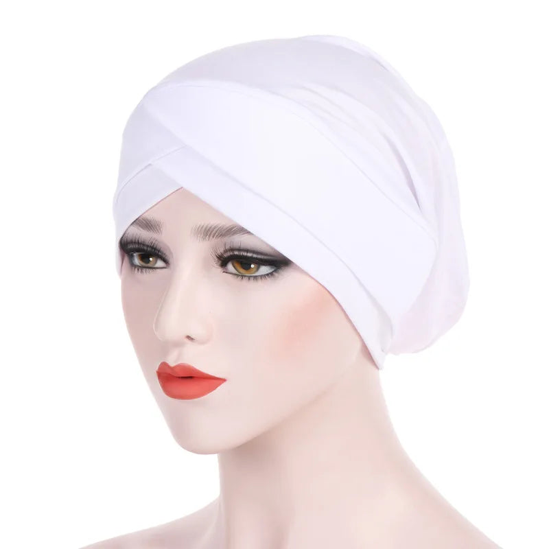 1PC Women Turban Hat Elastic Hijab with Beads Cancer Chemo Cap Head Wrap for Hair Loss