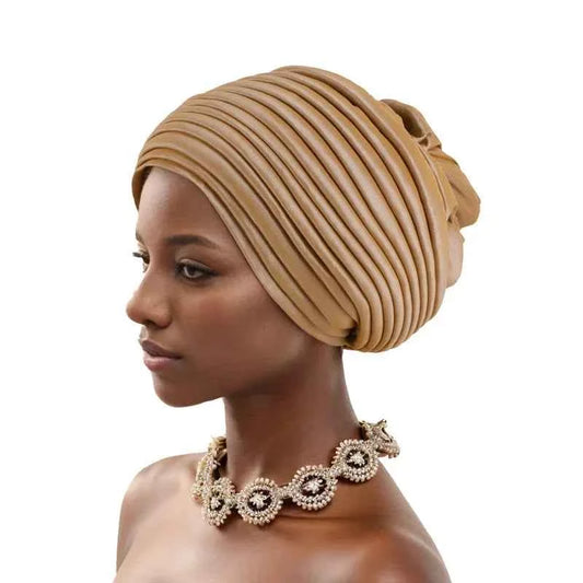 Elegant African Women’s Turban Cap – Ready-to-Wear Wedding & Party Headtie