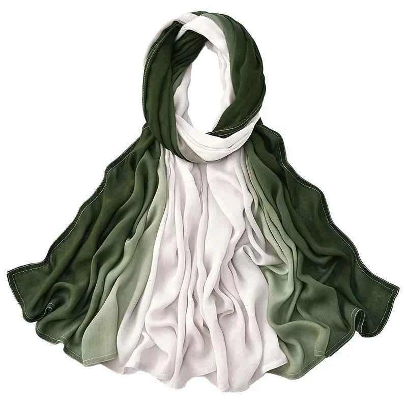 Big Size Gradient Women Cotton Rayon Crease Hijab Scarf Woman Long Wraps and Shawls Musulman Headband Islamic Turban