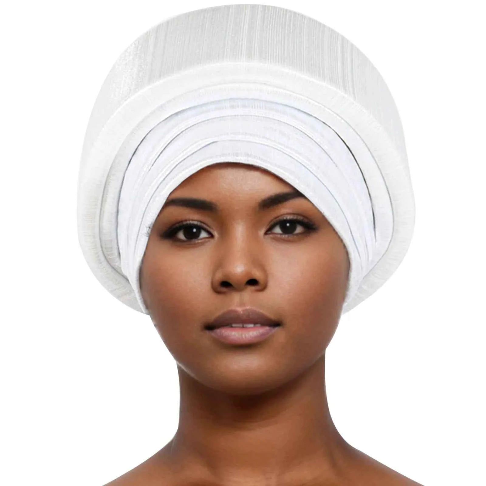 Glitter Fabric Turban Cap for Women African Pleated Head Wraps Nigeria Party Wedding Gele Lady Headscarf Bonnet