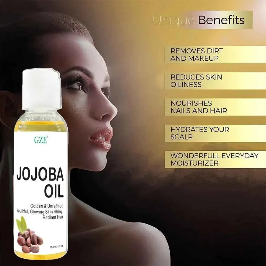 GZE Organic Jojoba Oil, Pure Moisturizing Oil For Face, Hair, Skin & Nails | Natural Cold Pressed Hexane Free Carrier Oil - NamafadStore