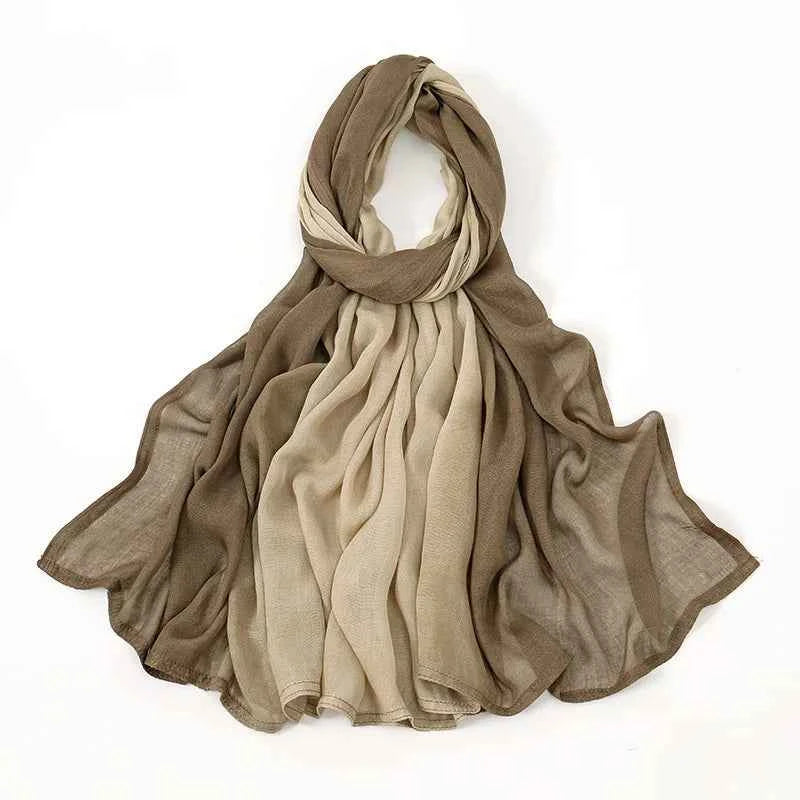 Big Size Gradient Women Cotton Rayon Crease Hijab Scarf Woman Long Wraps and Shawls Musulman Headband Islamic Turban