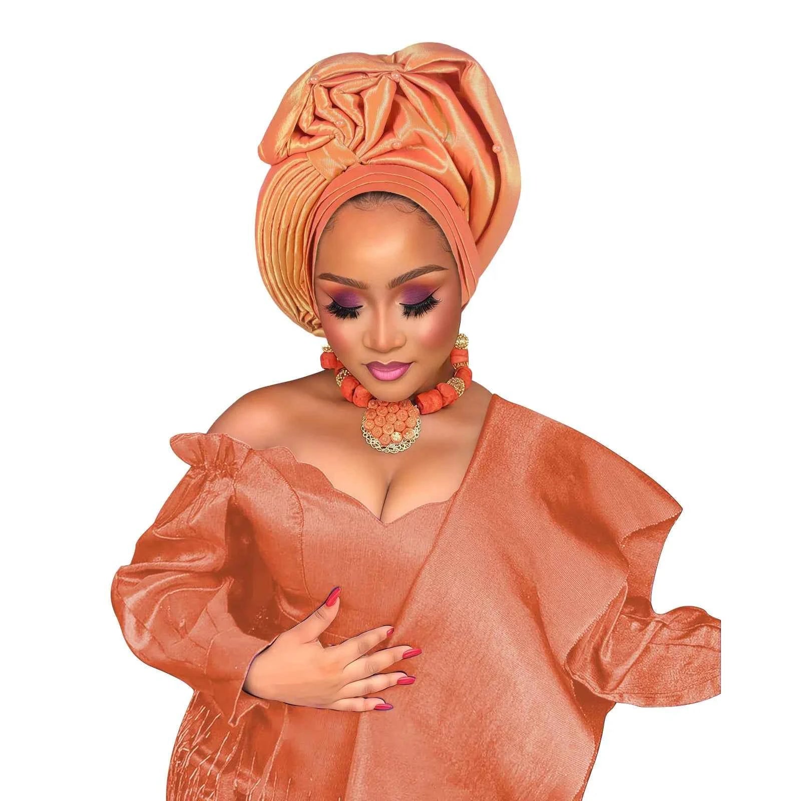 New Luxury Shiny Turban Cap for Women African Auto Gele Headties Nigeria Wedding Party Geles Hijab Bonnet Hat Head Wrap Headgear