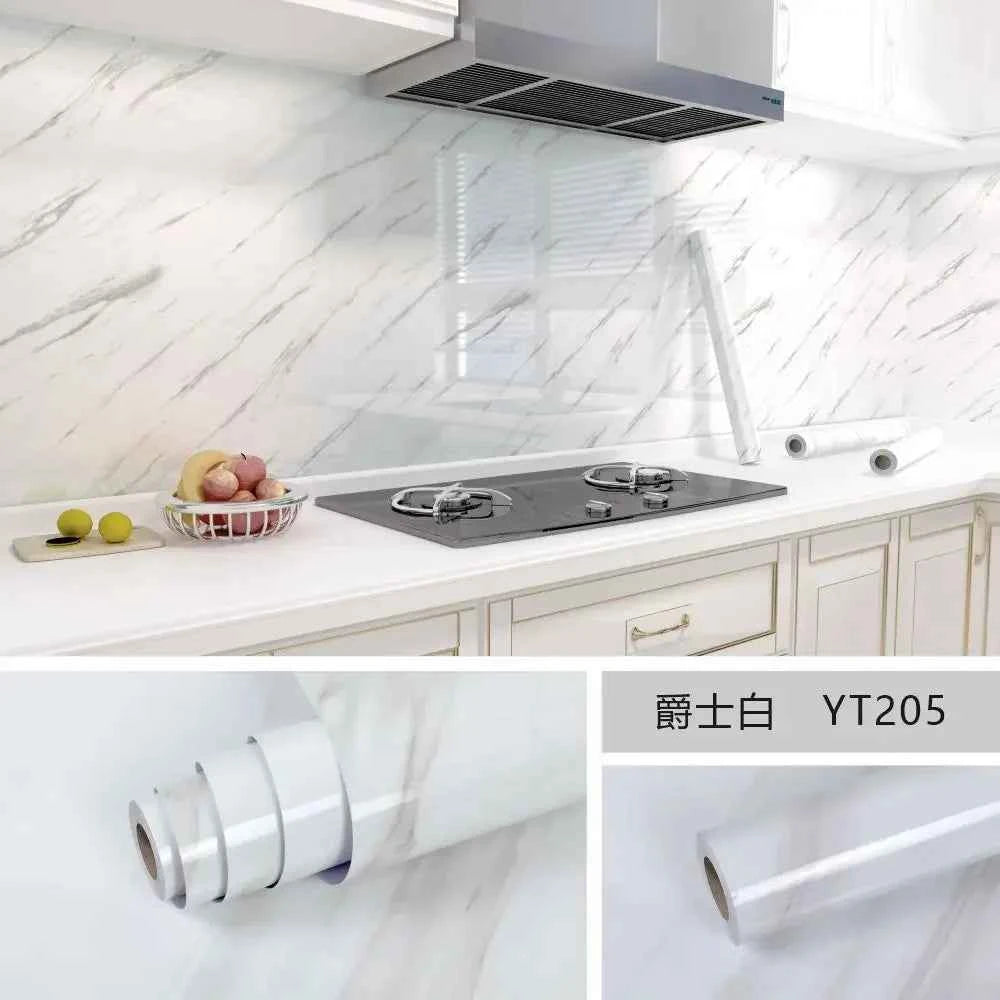 10M x 80CM Marble Self Adhesive Wallpaper Waterproof Oil Proof Kitchen Stickers Thermostability Decorative Film Home Decor