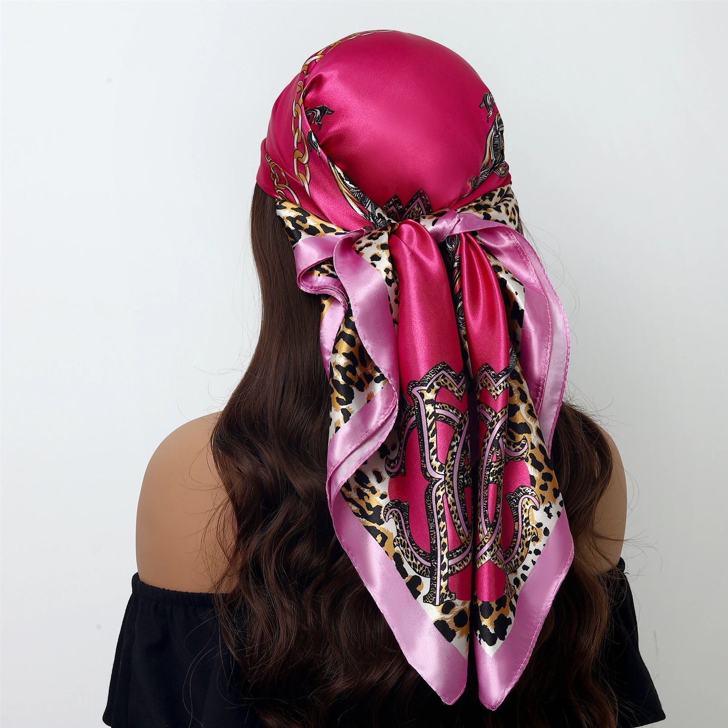 Luxury Brand Silk Scarf Fashion Foulard Satin Shawl Leopard 90*90cm Square Head Scarves Women Bandanna Pareo Headscarf