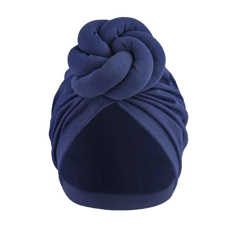 Women’s Fashion Turban – Knotted Cotton Chemo Cap, Large Flower Headscarf Beanie
