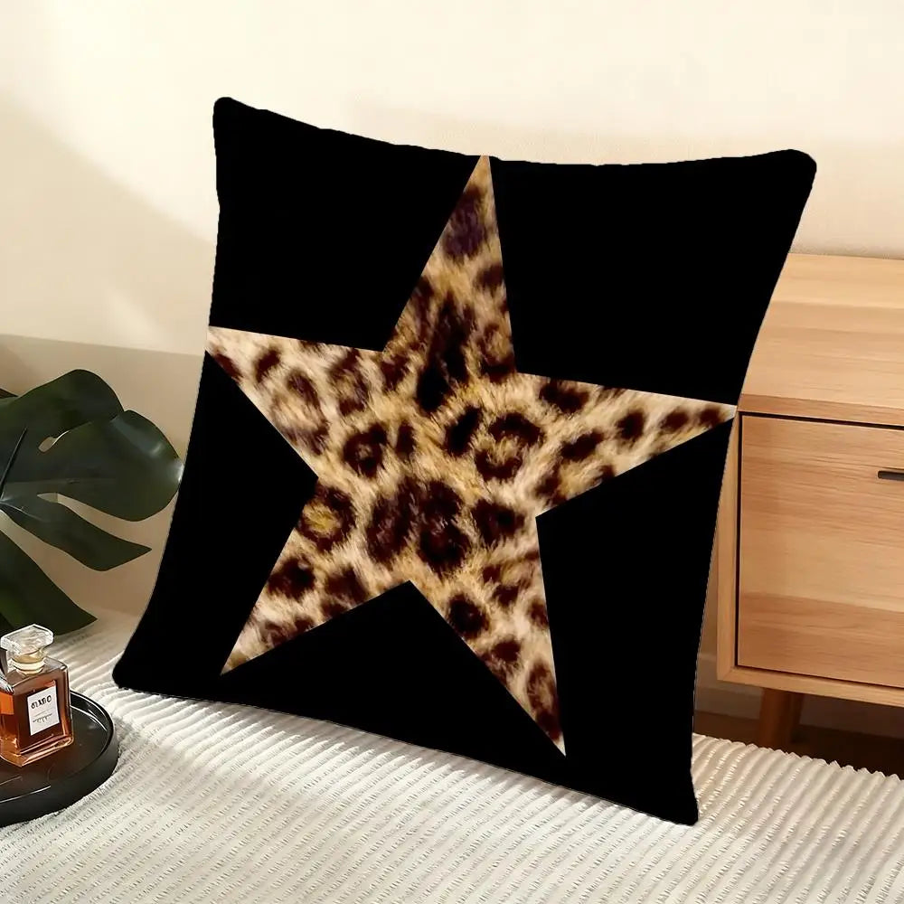 Leopard Love Cushion Cover Soft Short Plush Pillow Cover Smooth Cozy Texture Aesthetic Cushion Case Home Decor