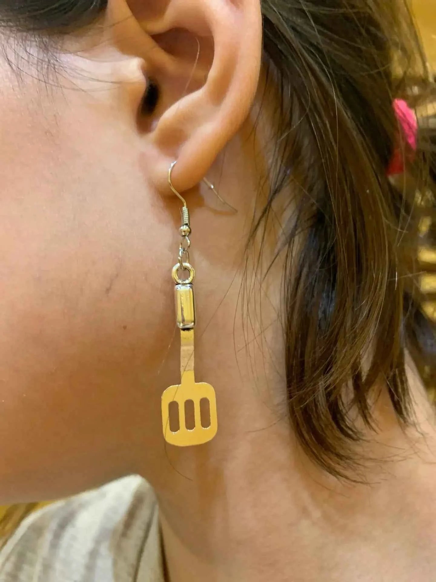 Egg Pot Spatula Earrings Poached Egg Fried Egg Spatula Earrings Kitchen Utensils Creative Asymmetric Earrings