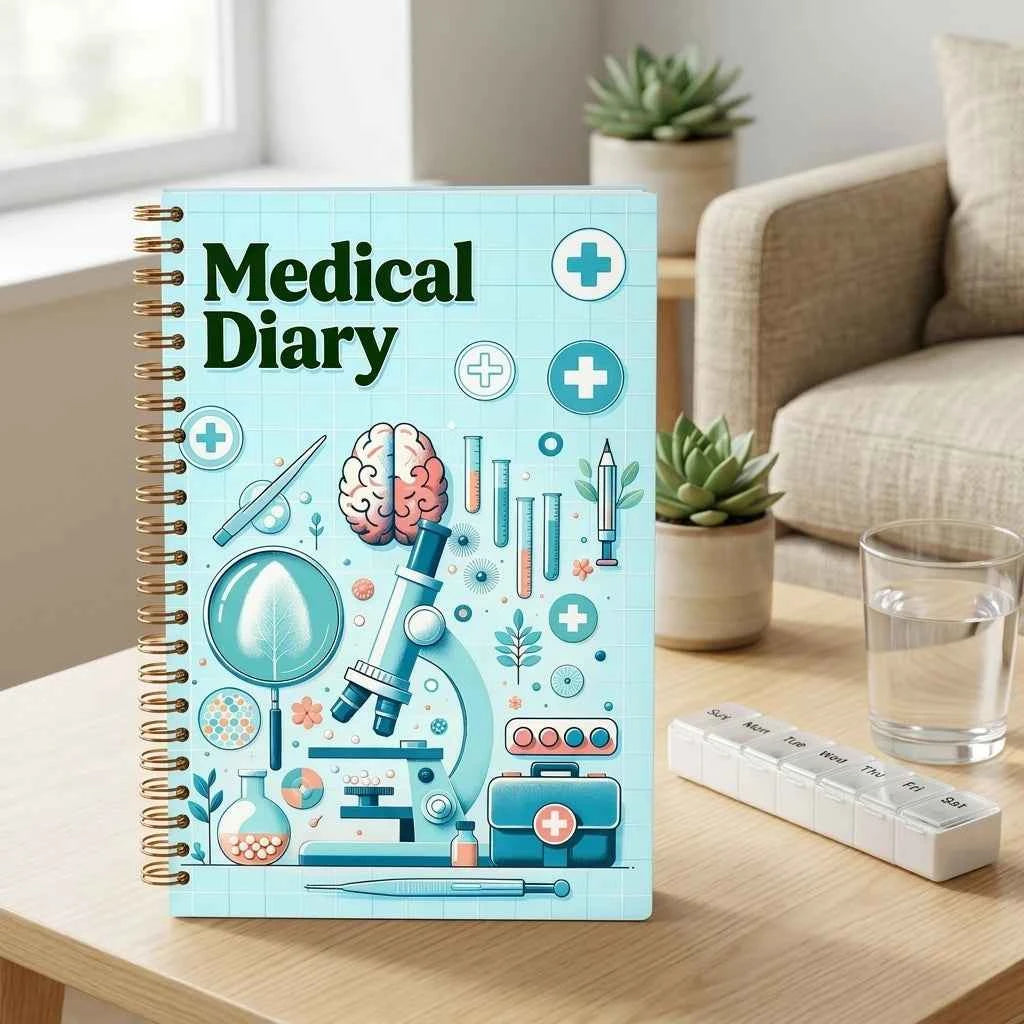 Health Diary Books With Structured Sections For Medication Tracking Symptoms Logging And Daily Health Management