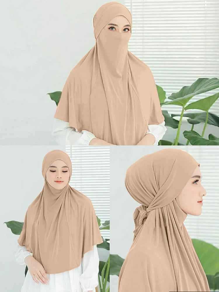 Plain Large Size Headband Muslim Hijab Women Instant Turban Top Quality Islamic Headscarf Ramadan