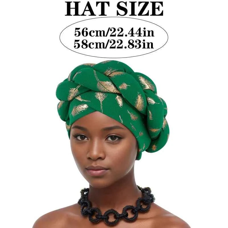 Bronzing African Headtie Braid Turban Caps for Women Nigeria Wedding Geles Party Headgear Headpiece Auto Gele Female Head Wraps