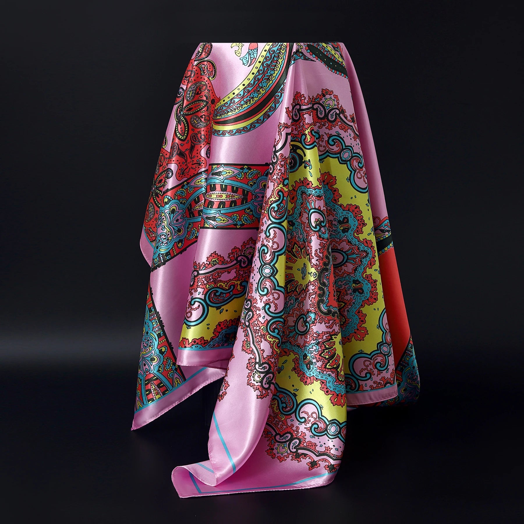 1 piece 35.4 inches Women Shawls Fashion print Summer Kerchief Luxury Brand 90X90CM Bandanna New Foulard Satin Square Headcloth - NamafadStore