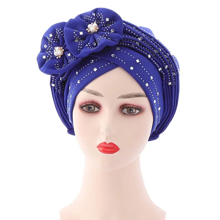 Women Braid Turbans Latest African Headtie Ladies Sequin Head Wraps African Aso Oke Winter Headtie Negerian Wedding Gele Caps