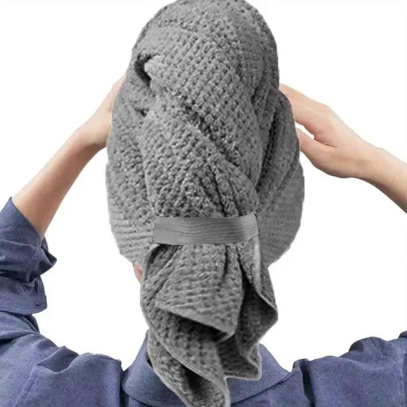 Large Size Hair Turban Microfiber Quick Dry Hair Towel Wrap with Elastic Band Soft & Absorbent Turbie Twist Hair Towel