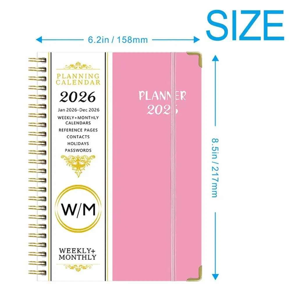 Yearly Schedule 2026 Planner Notebook Spiral Binding 365 Days Diary Office Work Planner 71 Sheet/142 Pages Plan Schedule