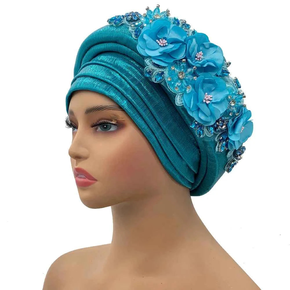 Exquisite Bouquet African Women's Turban Cap Ready to Wear Nigeria Auto Gele Headtie Female Fashion Head Wraps Turbante Mujer