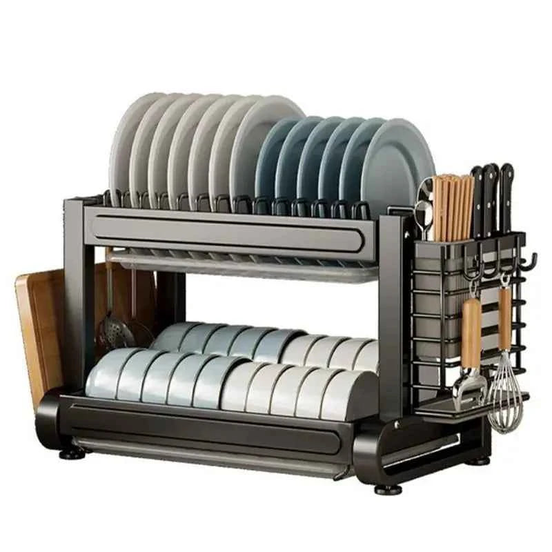 Kitchen Dish Bowl Drainer Storage Rack Countertop Dinnerware Organizer Drain Basket Household Dish Drying Rack Stand Shelf