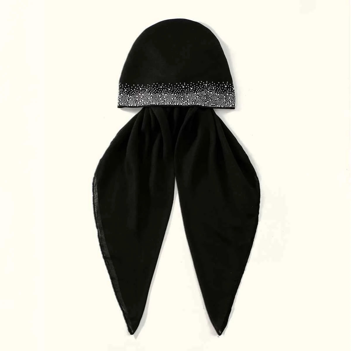 Fashion Diamond Cotton Elastic Headband Cap For Woman Muslim Hijab Hat Lady Fashion Instant Scarf Islamic Turban