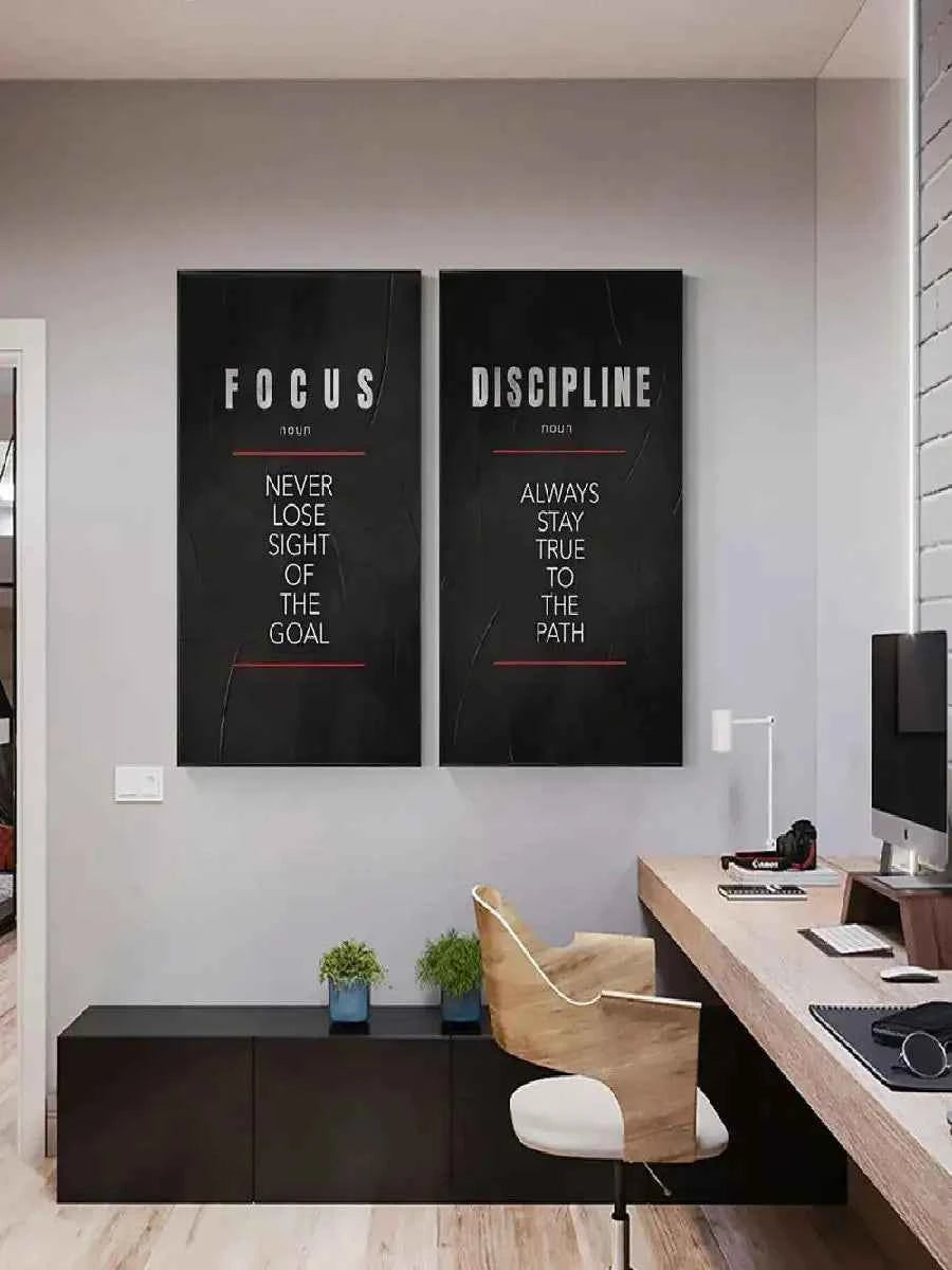 Believe Discipline and Focus Definition Poster  Motivational  Inspirational Canvas Prints Wall Art for Home Office Room Decor