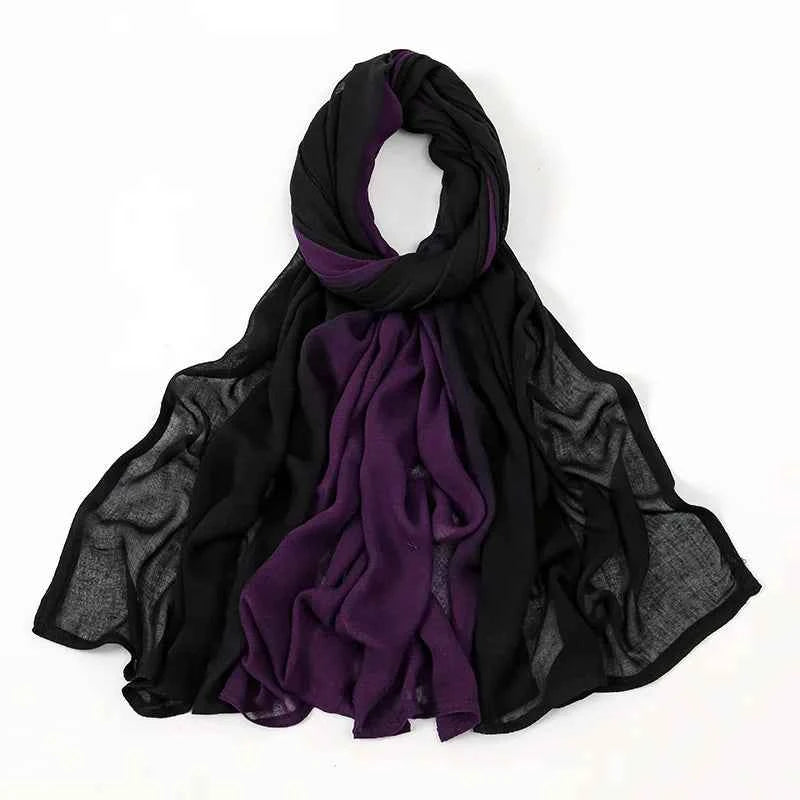 Big Size Gradient Women Cotton Rayon Crease Hijab Scarf Woman Long Wraps and Shawls Musulman Headband Islamic Turban