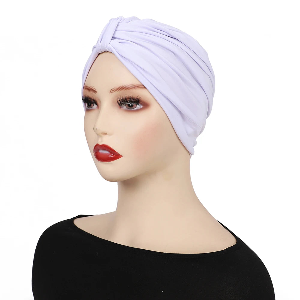 Muslim Instant Turban Pure Color Stretch Inner Hat Hijabs For Caps Ready To Wear Women Head Scarf Under Bonnet