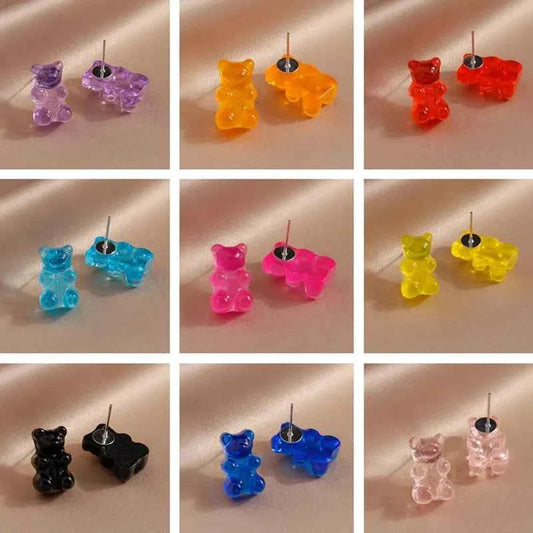 Cute Gummy Bear Stud Earrings for Women Candy Colors Animal Dangle Earrings Brincos Femme Girls Party Holiday Jewelry Gifts