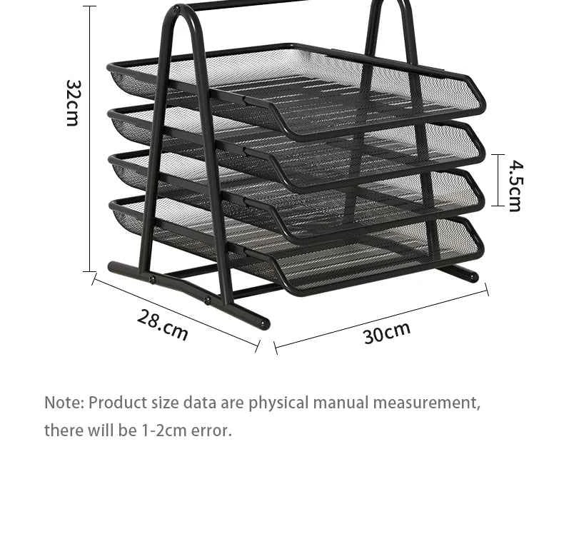 Mesh Letter Tray,Office Desk Paper Organizer with Sliding Trays for Desk Accessories, Office Supplies and File Storage, Black