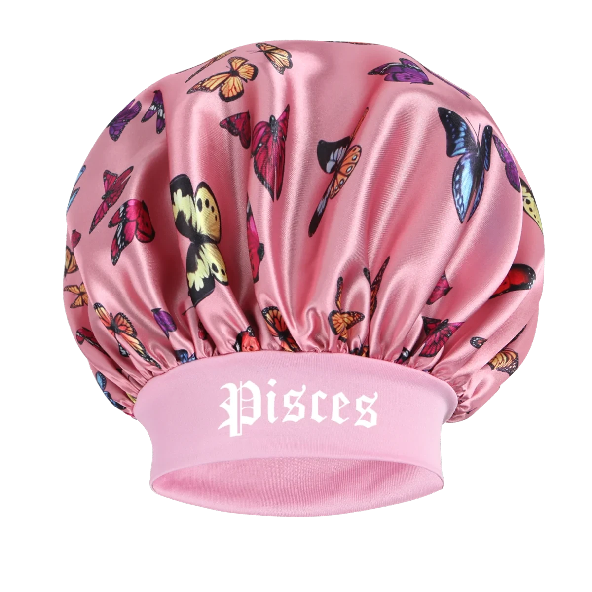 1PC Pink Butterfly Satin Sleep Bonnet & Headband Set - Adjustable Hair Protector for Daily, Makeup & Skincare Constellation