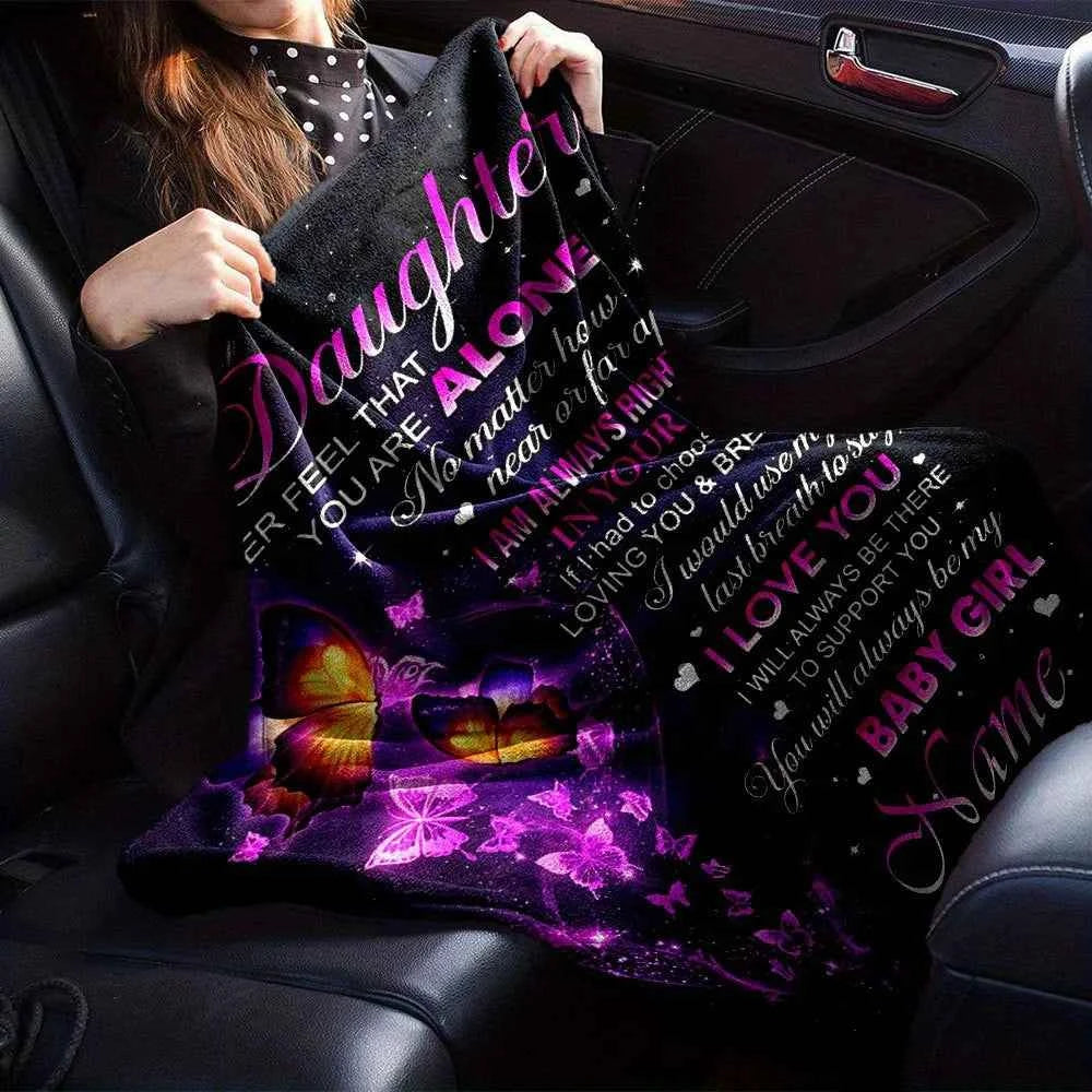 1pc Personalized Custom Name "to My Daughter" Flannel Blanket Heartfelt Message Soft for Bed Sofa Travel Daughter Gifts From Mom