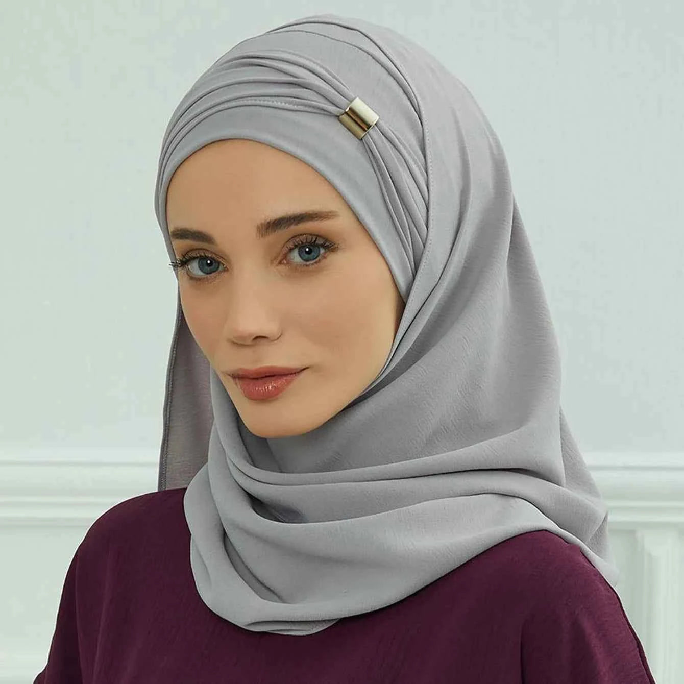 Plain Solid Hijab Womens Instant Turban Woman Khimar Underscarf Big Size