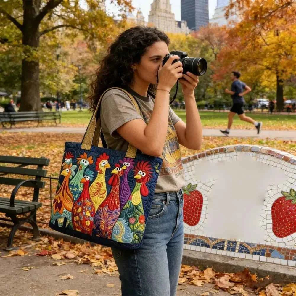 Vintage Quilted Tote Bag Lightweight 3D Printed Patterns Shoulder Bag Large Capacity Cotton Travel Handbag Women Accessory