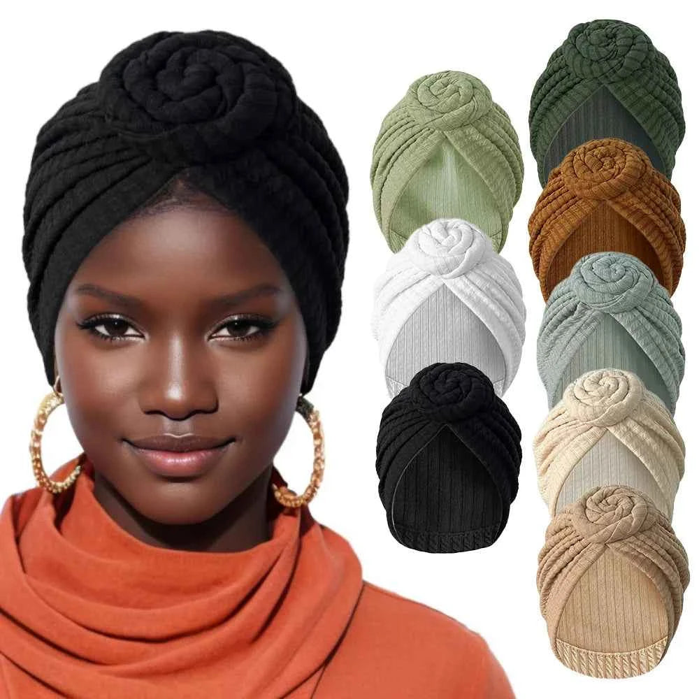 Fashion Women Turban Hijab Hats African Head Wraps Soft Elastic Muslim Hats Breathable Chemo Cap For Women Girls
