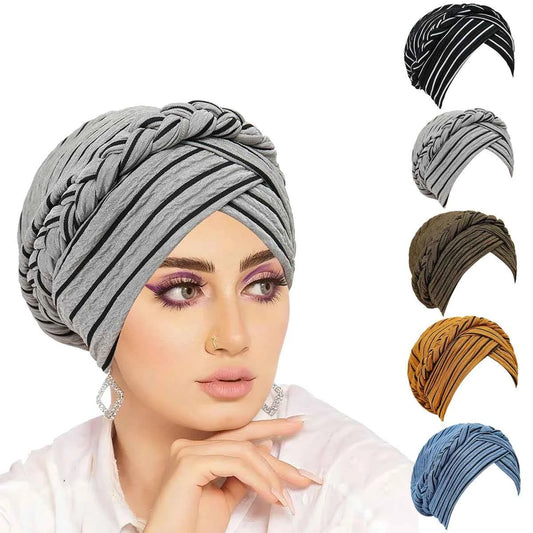 Ramadan Women Muslim Fashion Braid Turban Hijab Soft Strech Headwrap Chemo Headscarf Hair Cover Wrap Islamic Headwear