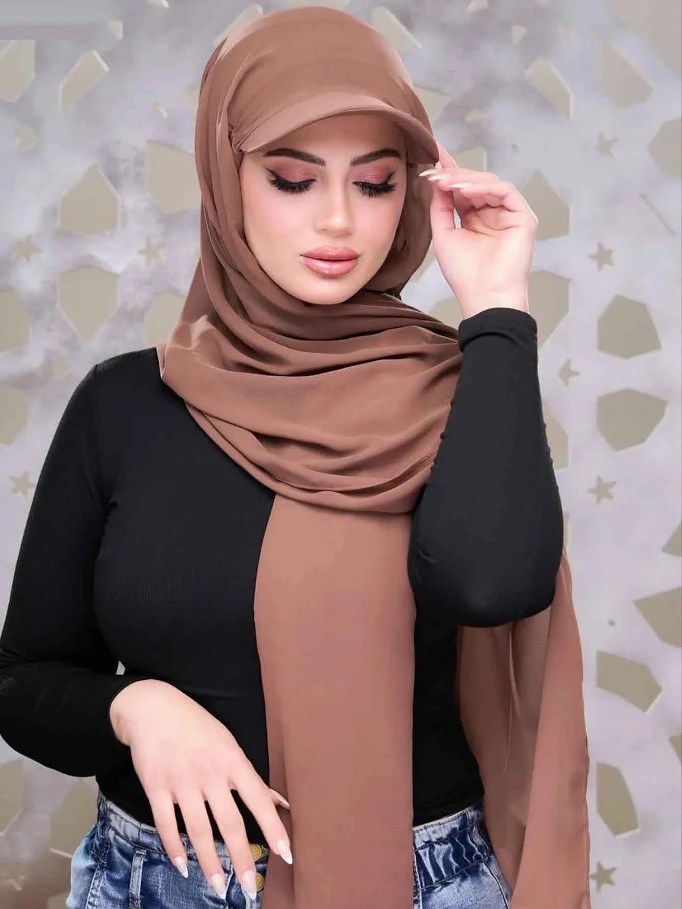 New Trendy Musilm Women Jersey Hijab with Base Ball Cap Summer Sports Cap Ready To Wear Instant Jersey Sport Hijabs