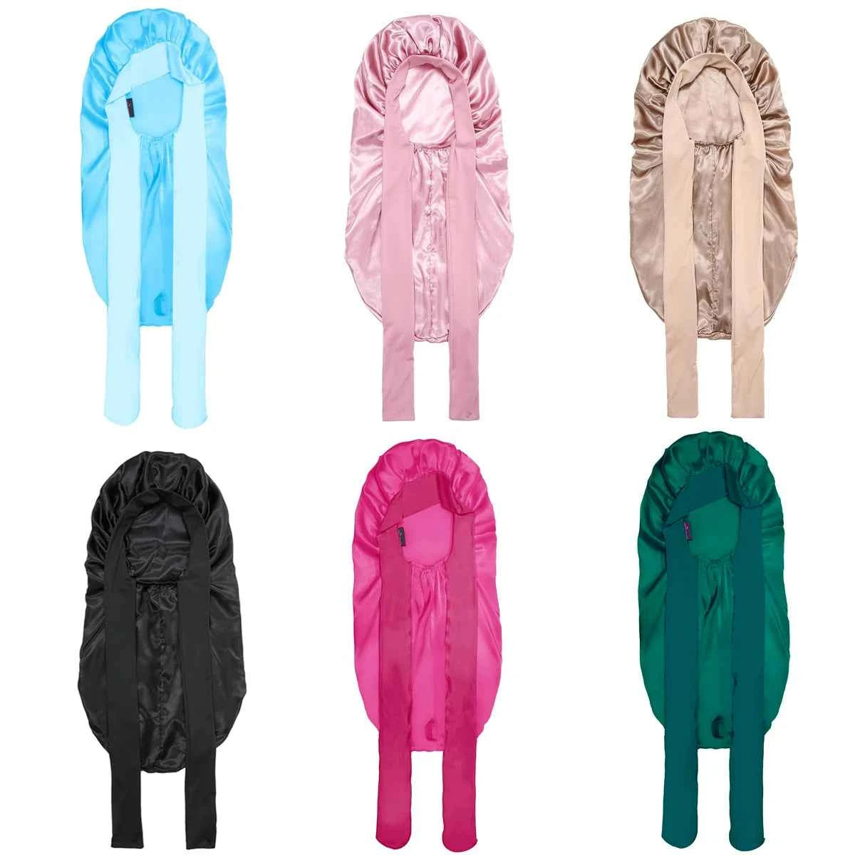 1Pcs Soft Silky Long Satin Bonnet For Natural Hair And Curly Hair Extra Large Size Hair Cap With Tie For Comfortable Night Sleep