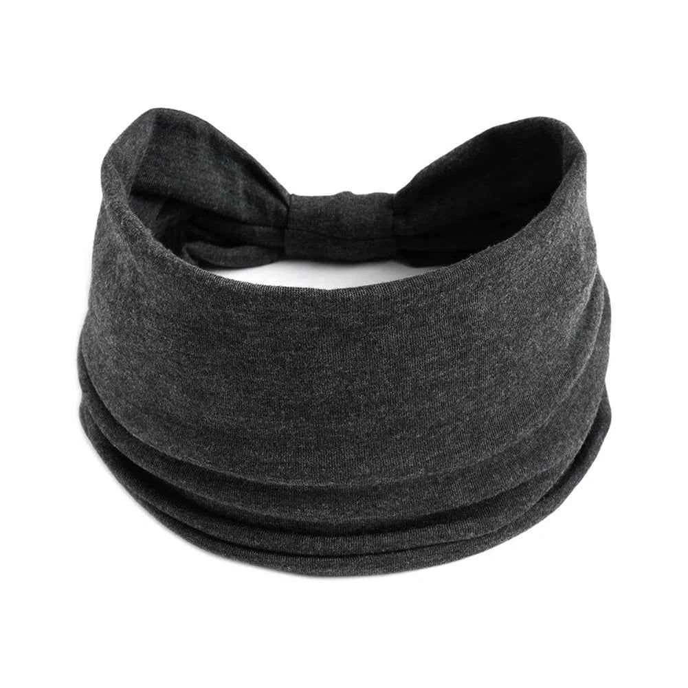 Women’s Solid Color Turban Headwrap – Soft Cotton Knot Headband Elastic Wide Hair Band for Yoga & Daily Wear