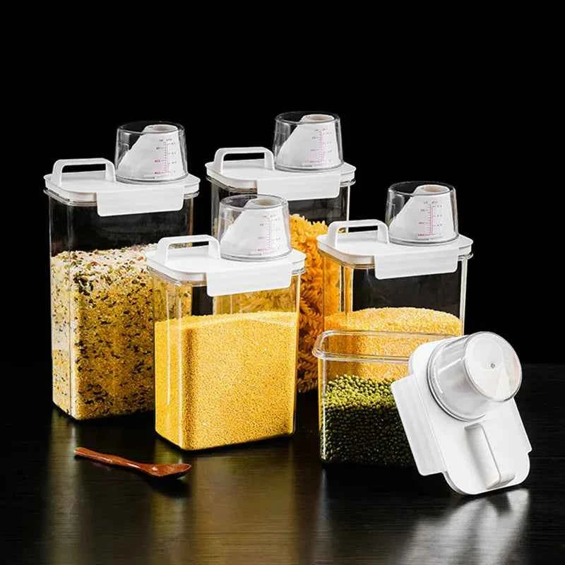 Airtight Food Storage Containers - Premium PP Plastic Canisters for Dry Goods, Grains Kitchen Pantry Organization Sealed Jars