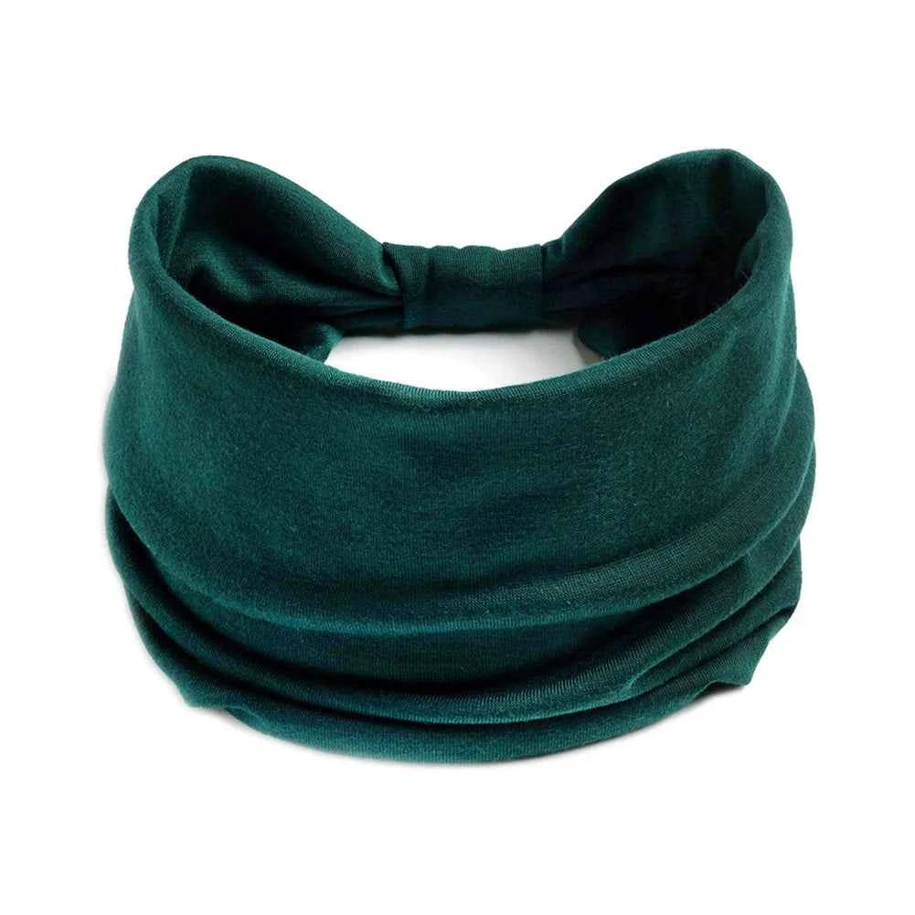 Women’s Solid Color Turban Headwrap – Soft Cotton Knot Headband Elastic Wide Hair Band for Yoga & Daily Wear