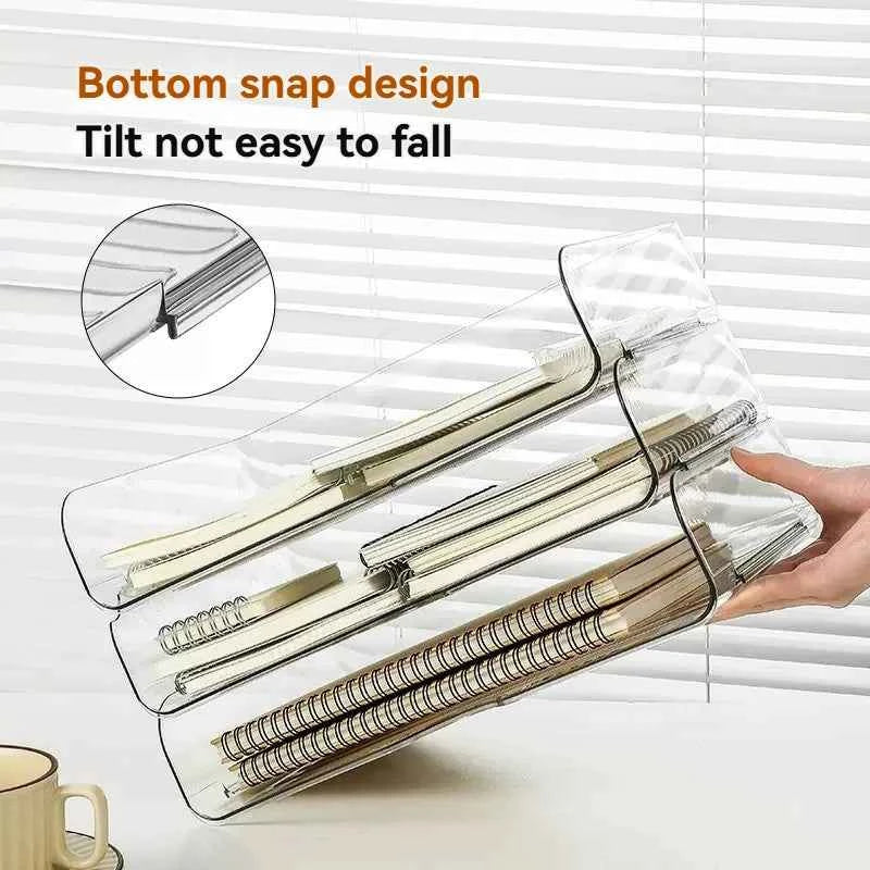 Transparent document storage rack, desktop storage rack, office book table storage box, organizer box