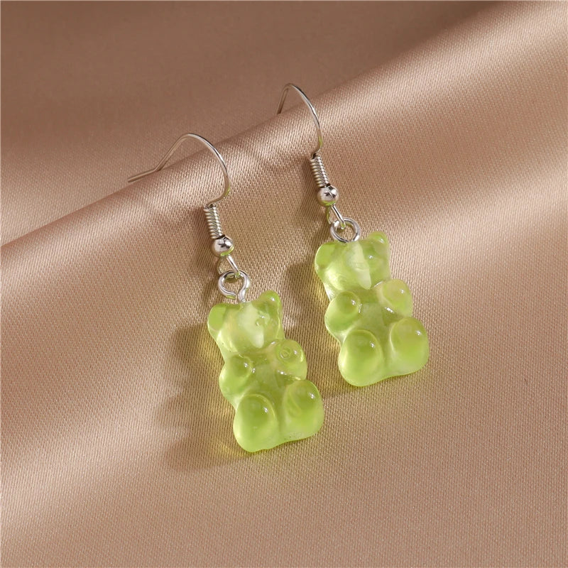 Cute Gummy Bear Stud Earrings for Women Candy Colors Animal Dangle Earrings Brincos Femme Girls Party Holiday Jewelry Gifts