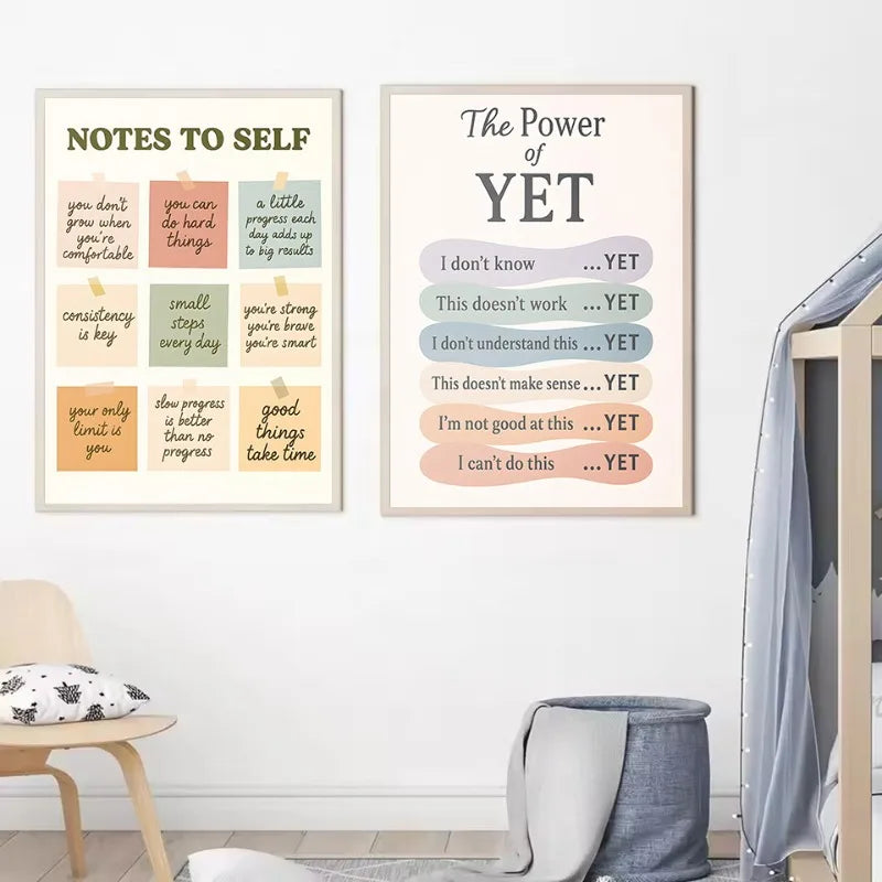 Notes to Self Growth Mindset Wall Art – Motivational Quote Canvas Home Decor