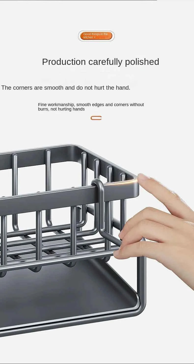 Kitchen stainless steel shelf, sponge drain rack, sink drainage rack, dishwashing supplies, dishcloth storage, drainage rack