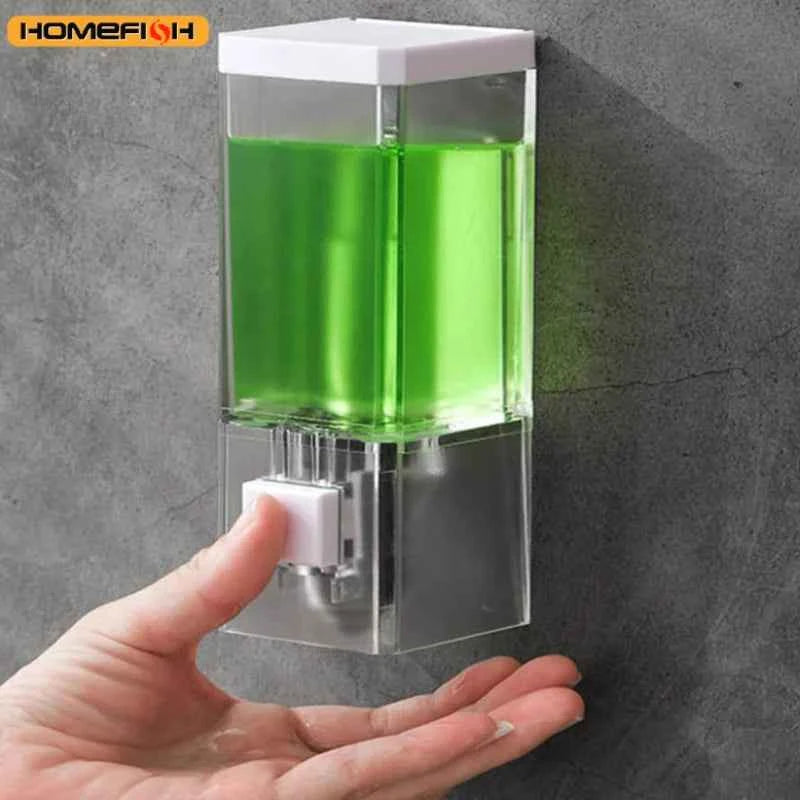 Homefish Perforated Manual Press Soap Dispenser Wall Mounted Traceless Disinfectant Bottle Bathroom Transparent Soap Dispenser