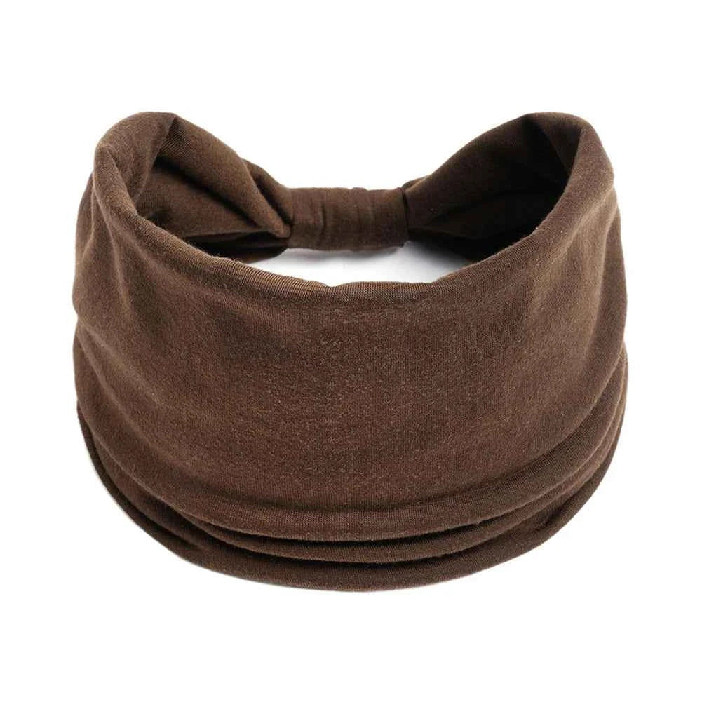 Women’s Solid Color Turban Headwrap – Soft Cotton Knot Headband Elastic Wide Hair Band for Yoga & Daily Wear
