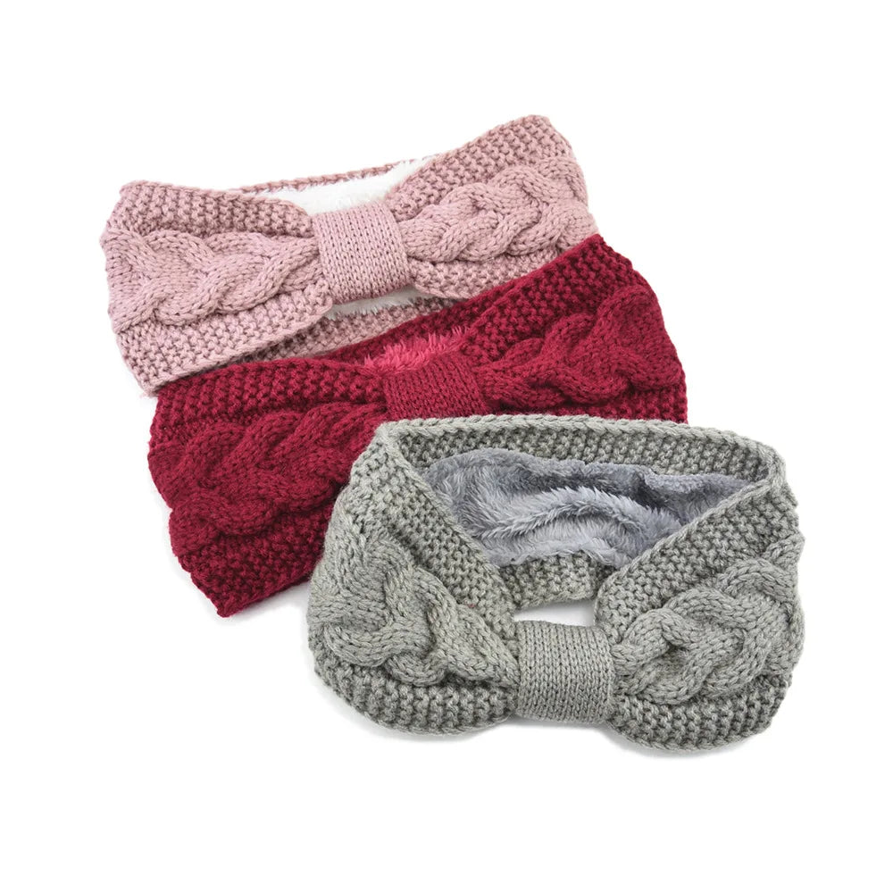 Winter Knitted Headbands for Women Warm Woolen Knitting Ear Warmer Cross Knot Turban Headwear Girls Hair Band Hair Accessories - NamafadStore