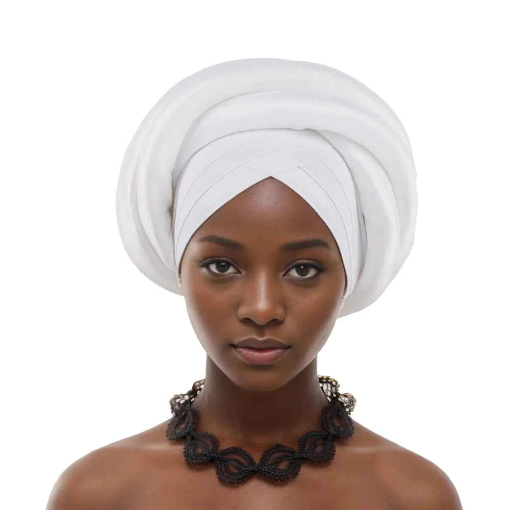 Twisted Braid Turban Cap for Women African Lady Head Wraps Nigeria Raw Silk Autogele Headtie Muslim Hat Party Headwear Turbante