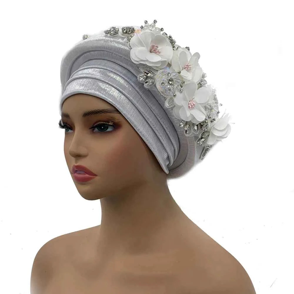 Exquisite Bouquet African Women's Turban Cap Ready to Wear Nigeria Auto Gele Headtie Female Fashion Head Wraps Turbante Mujer