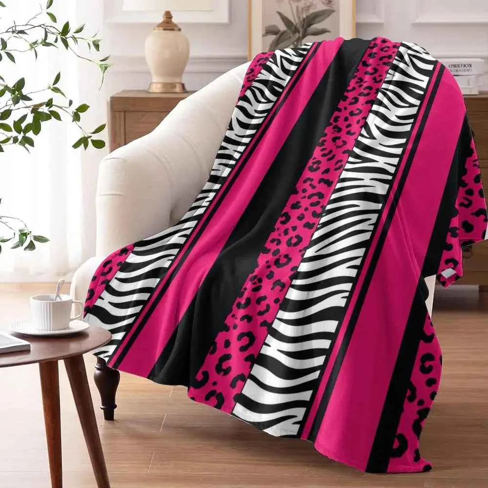 Pink Leopard Print Throw Soft Flannel Throw Summer Blanket Lightweight Cozy Nap Blanket for Sofa Bed Travel