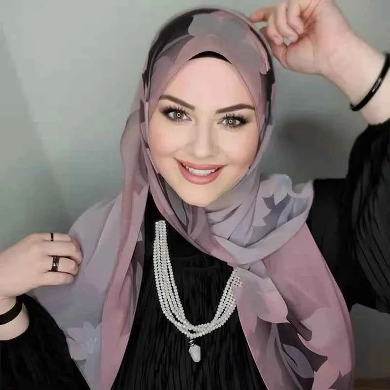 Islamic Scarf Women Luxury Blue Chiffon Hijab Abaya Hijabs For Woman Abayas Jersey Muslim Dress Turbans Head Instant Head Wrap